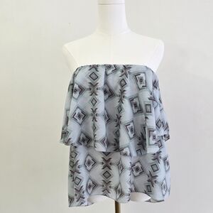 MLM Strapless Blue Geometric Blouse